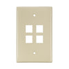 Leviton 4-Port Midsize Single-Gang QUICKPORT Wallplate Ivory 41091-4IN
