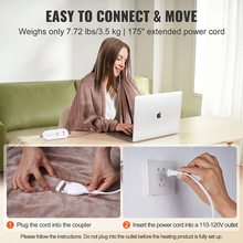 84" x 90" Queen Size Electric Blanket Double Sided Flannel Dual Control Heating Throw with 5 Heat Levels, 10-Hour Auto-Off Timer, Machine Washable