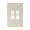 Leviton 4-Port Midsize Single-Gang QUICKPORT Wallplate Light Almond 41091-4TN