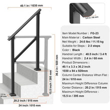 2-3 Steps Black Porch Deck Handrails for Outdoor for Seniors
