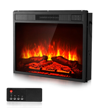 18 Inch Electric Fireplace Insert, Wall Recessed Heater with Remote, 5000BTU, Black