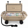 40 QT Floating Cooler with Wheels & Tow Rope Floating Ice Chest with Dry Storage Apricot