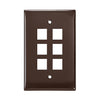 Leviton 6-Port Midsize Single-Gang QUICKPORT Wallplate Brown 41091-6BN
