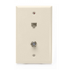 Leviton 6P6C x F Standard Telephone Wall Jack Light Almond 40259-T