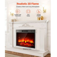 23 Inch Electric Fireplace Insert, Wall Recessed Heater with Remote, 5000BTU, Black