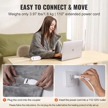 50" x 60" Electric Heated Throw Blanket Twin, Flannel & Sherpa, 5 Heat Levels, 3-Hour Auto-Off, Machine Washable, ETL/FCC Certified, Grey