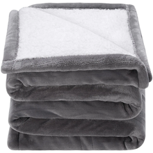 50" x 60" Electric Heated Throw Blanket Twin, Flannel & Sherpa, 5 Heat Levels, 3-Hour Auto-Off, Machine Washable, ETL/FCC Certified, Grey