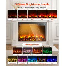 26 Inch Electric Fireplace Insert Wall-Mounted Recessed Heater 750W/1500W with Remote Control