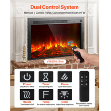 26 Inch Electric Fireplace Insert Wall-Mounted Recessed Heater 750W/1500W with Remote Control