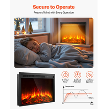 28.5 Inch Electric Fireplace Insert Wall-Mounted Recessed Heater 750W/1500W with Remote Control