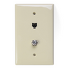Leviton 6P4C x F Midsize Telephone & Video Wall Jack Ivory 40539-CMI