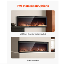 60-Inch Electric Fireplace, 1500W, Three-Sided Glass, Wall-Mounted/Recessed
