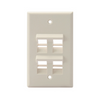 Leviton Angled Single-Gang QUICKPORT 4-Port Wallplate Light Almond 41081-4TP