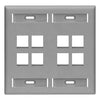Leviton Dual-Gang QUICKPORT Wallplate 8-Port Gray 42080-8GP