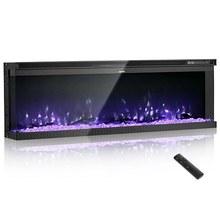 72-Inch Electric Fireplace 1500W, Three-Sided Glass, Wall Mounted & Recessed