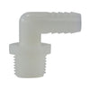 1/2 X 1/4 Hose Barb X MIP White Nylon Elbow 33048W