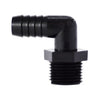 1/2 X 3/8 Hose Barb X MIP Black Polyethylene Elbow 33043B