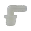 1/2 X 3/8 Hose Barb X MIP White Nylon Elbow 33043W