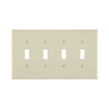 Leviton 4 Gang Toggle Switch Wallplate Midway Size Light Almond PJ4-T