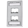 4 Port Mini-Com Stainless Steel Sloped Recessed Faceplate Module Label Pocket CFPSL4S