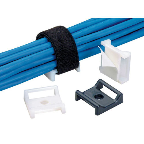 1.12x1.12 TakTy Hook And Loop Cable Tie Mount Nylon 6.6 Rubber Adhesi