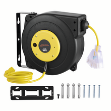 50ft Retractable Extension Cord Reel 14AWG/3C SJTOW Power Cord Yellow