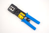 8×8 Built-In Cutting-Stripping Blade Blue Grip Handle Crimp Tool For RJ45 Feed Through 1.1LBS 078-2152/EZC