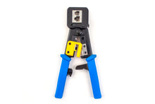 8×8 Built-In Cutting-Stripping Blade Blue Grip Handle Crimp Tool For RJ45 Feed Through 1.1LBS 078-2152/EZC