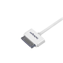 3' Apple 30-pin Dock Connector to Left Angle USB W/ Stepped Connector Cable White USB2ADC1MUL