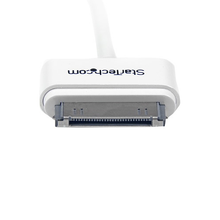 3' Apple 30-pin Dock Connector to Left Angle USB W/ Stepped Connector Cable White USB2ADC1MUL