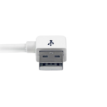 3' Apple 30-pin Dock Connector to Left Angle USB W/ Stepped Connector Cable White USB2ADC1MUL