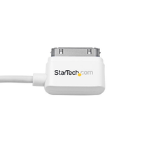 6' Left Angle Apple 30-pin Dock Connector to USB W/ Stepped Connector Cable White USB2ADC2ML