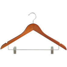 17" Wooden Wishbone Suit Hanger With Clips Satin Chrome Hook WH1731CTSC (Pack of 100)