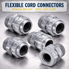 FLEXIBLE CORD CONNECTORS - STRAIN RELIEF - ZINC DIE CAST