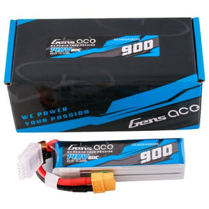 Gens ace 900mAh 80C 4S 14.8V Lipo Battery Pack with XT60 Plug