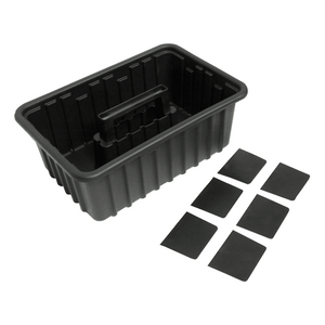 Black Plastic Organizer Tray with 6 Dividers HA01016116 (Pack of 54)