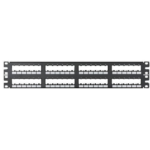 48 Port Mini-Com Flush Mount Modular Patch Panel Flat Style 2RU CPP48FM6BL