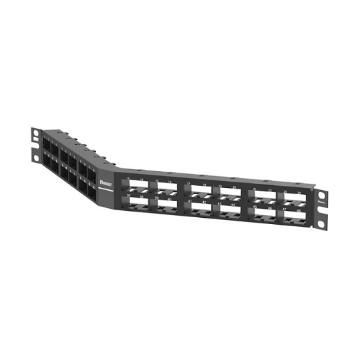 48 Port Mini-Com High Density Flush Mount Angled Modular Patch Panel 1