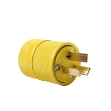 20A 3 Wire Yellow Gator Grip Straight Blade Plug 1451