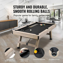 7ft Billiards Pool Table – Wood Finish Black Cloth for Family Game Room Kids Adults