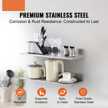 8.6 X 30 In Stainless Steel Shelf, Wall Mounted Floating Shelving Storage Rack for Kitchen WMSL30 ( Pack of 2)
