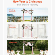 21' Ft Blush Pink with Ivory Wedding Arch Draping Fabric Reception Backdrop Wedding Decoration Artificial Wedding Arch Flowers Kit XH-HQ05 (Pack of 4)