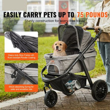 3 PU Wheels Dog Stroller With 44lbs Detachable Carrier G575Ibs