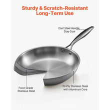 (240, 280, 320 mm)  Stainless Steel Frying Pan Cooking Skillet with Heat-Resistant Handle for Kitchen (3 Piece)