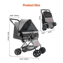 44 lbs Pet Stroller Foldable 4 Wheels Dog Stroller with Brake up to Travel Camp GS303