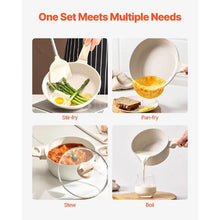 19 Piece Pots and Pans Set Nonstick and Granite Cookware Set for Kitchen (White)