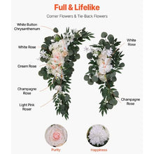 21' Ft White Wedding Arch Draping Fabric Reception Backdrop Wedding Decoration Artificial Wedding Arch Flowers Kit XH-HQ03 (Pack of 4)