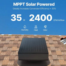 35W 2400 CFM Airflow Smart Solar Roof Attic Exhaust Fan with Built-in Thermostat and Brushless DC Motor for Cooling and Dehumidification