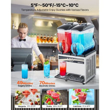 2x15 L  Commercial Frozen Drink Maker 120 Cups Stainless Steel for Home Party Restaurants Cafe Bars