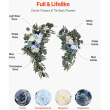 21' Ft Blue and White Wedding Arch Draping Fabric Reception Backdrop Wedding Decoration Artificial Wedding Arch Flowers Kit XH-HQ06 (Pack of 4)